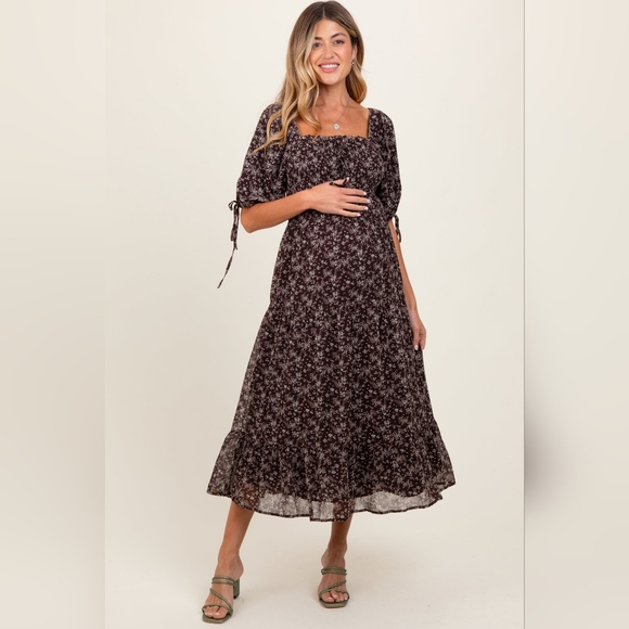 Pinkblush Dresses & Skirts - Pinkblush Maternity Dress NWT Brown Floral Midi